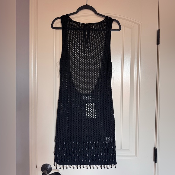 Peppermayo Black Fringe Mesh Cover-Up - Picture 3 of 5